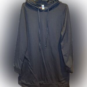 Black Sweatshirt Dress with Classic Collar and Full-Length Sleeves